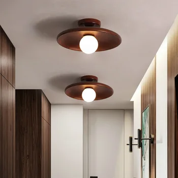 Освещение в коридоре, потолочный светильник из массива дерева, современный и простой гардероб, прихожая, балкон, светильник в японском стиле